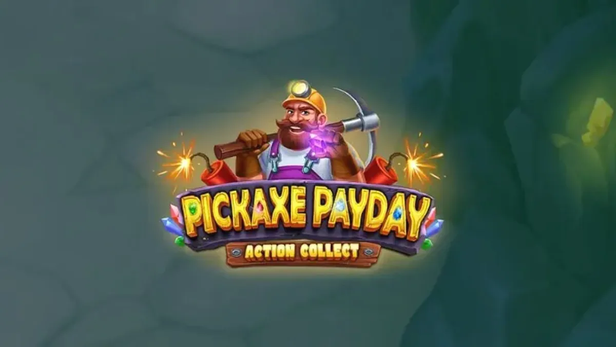 Tampilan visual slot Pickaxe Payday dengan tema tambang emas dan penambang kartun.