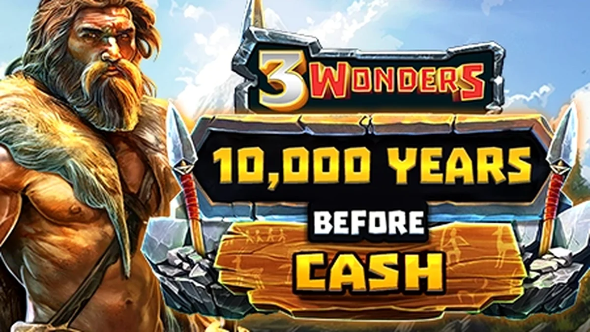 Tampilan visual slot 10,000 Years Before Cash dengan latar belakang kuno