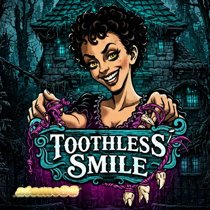 Tampilan visual slot Toothless Smile dengan tema horor dokter gigi.